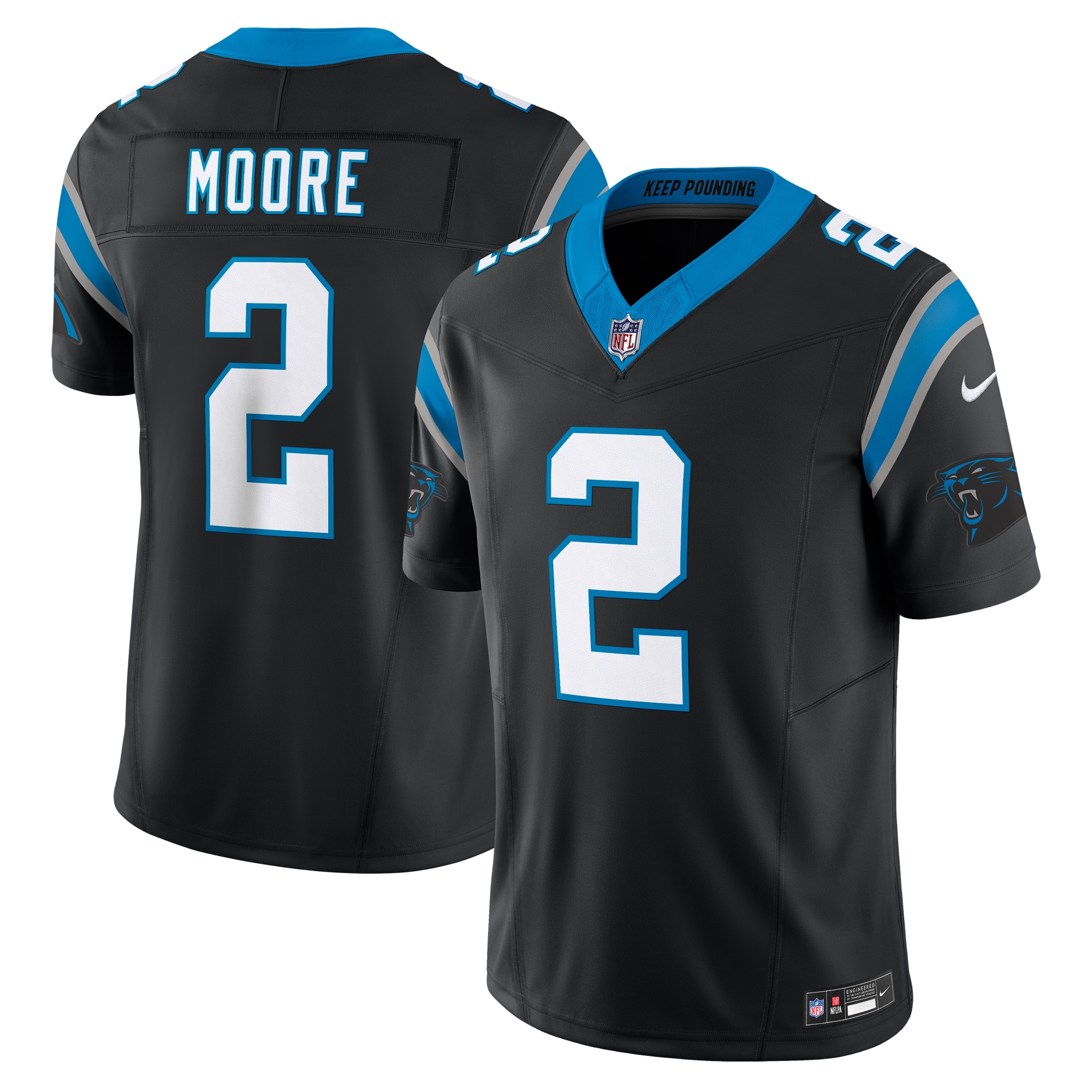 Men’s Carolina Panthers D.J. Moore Black Vapor F.U.S.E. Limited Jersey