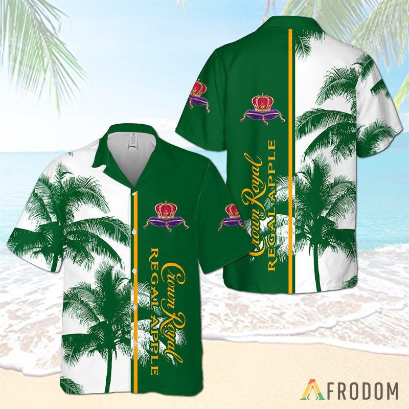 Crown Royal Regal Apple Tropical Coconut Trees Hawaiian Shirt