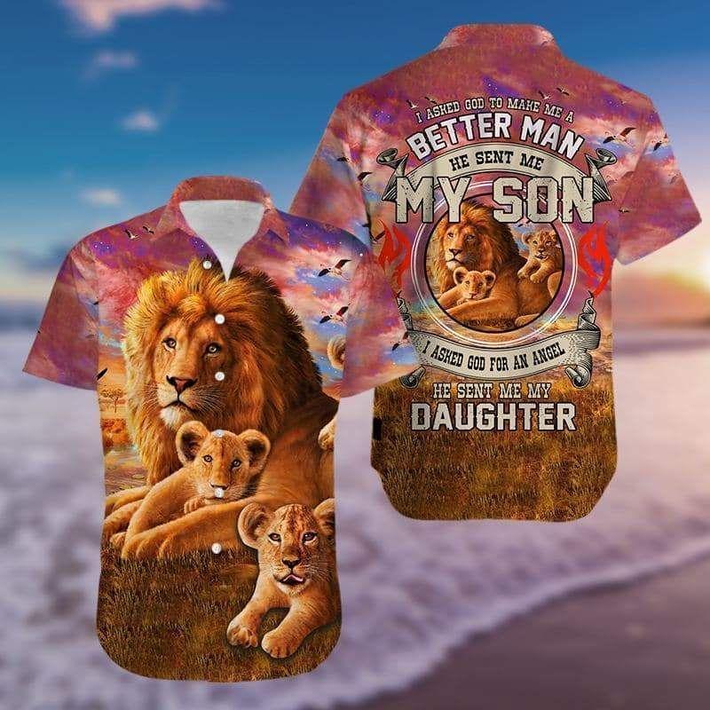 I Asked God To Make Me A Better Man Lion Tropical Hawaii Shirt 131 Ha72372