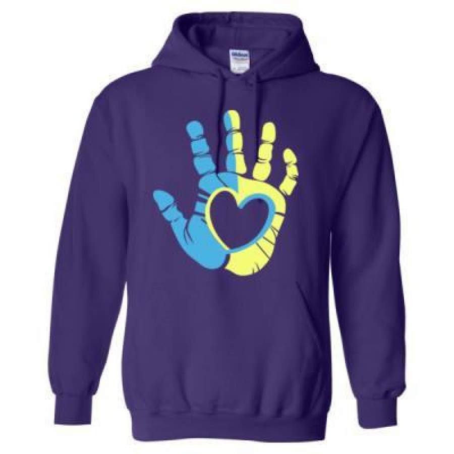 AGR Down Syndrome Awareness Hand – Heavy Blend™ Hooded Sweatshirt