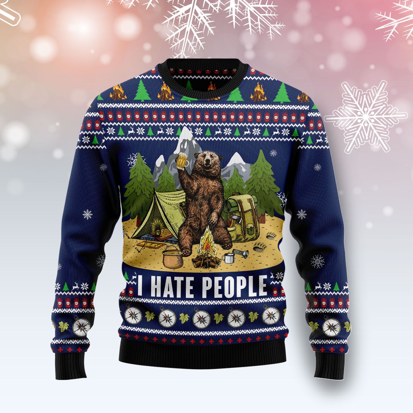 Camping I Hate People G51023 Ugly Christmas Sweater