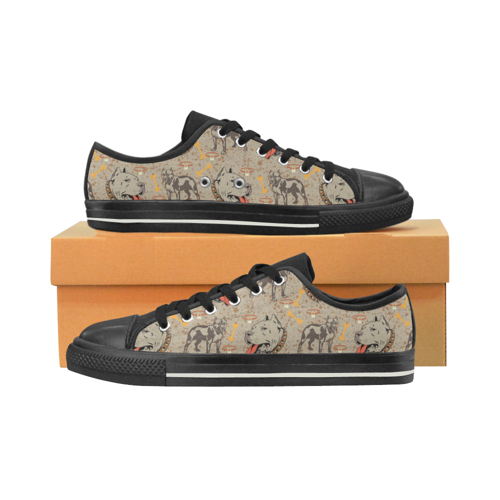 Pitbull Pattern Black Men’s Classic Canvas Shoes