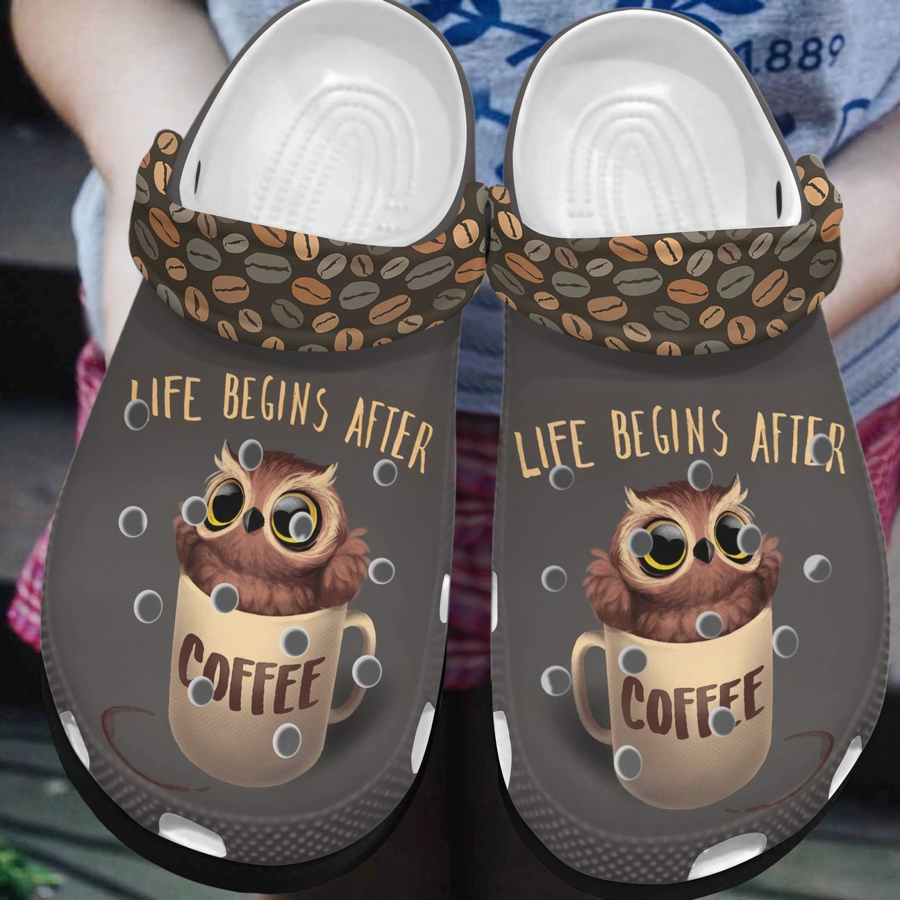 Coffee Personalized Clog, Custom Name, Text, Color, Number Fashion Style For Women, Men, Kid, Print 3D Life Begins After Coffee