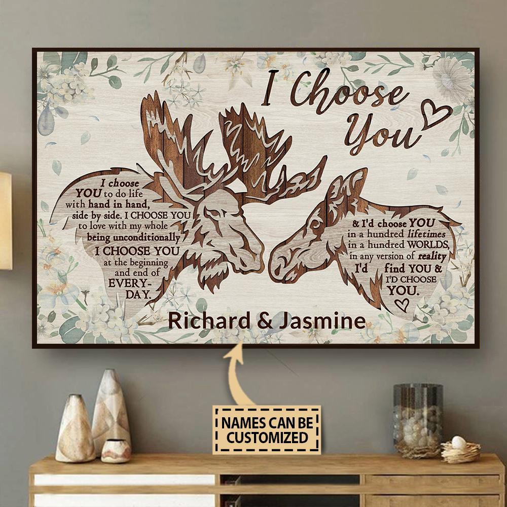 Aeticon Gifts Personalized Moose I Choose You Canvas Mom Dad Gift Home Decor