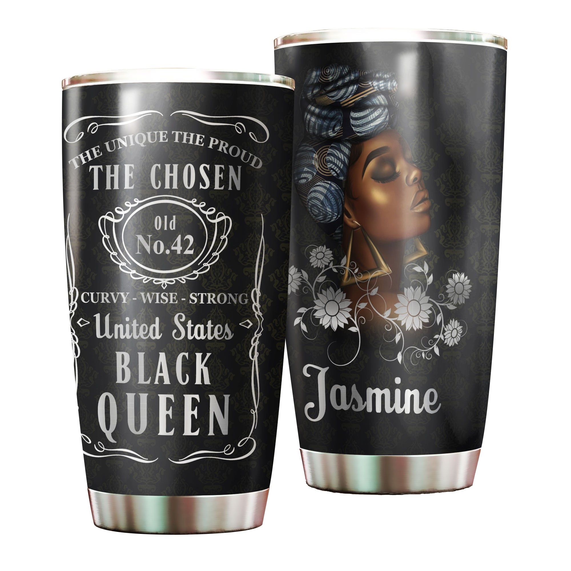 Personalized Black Women Brand Stainless Steel Tumbler – Double-Walled Insulation Vacumm Flask – Gift For Black Queen, International Women’S Day, Hippie Girls