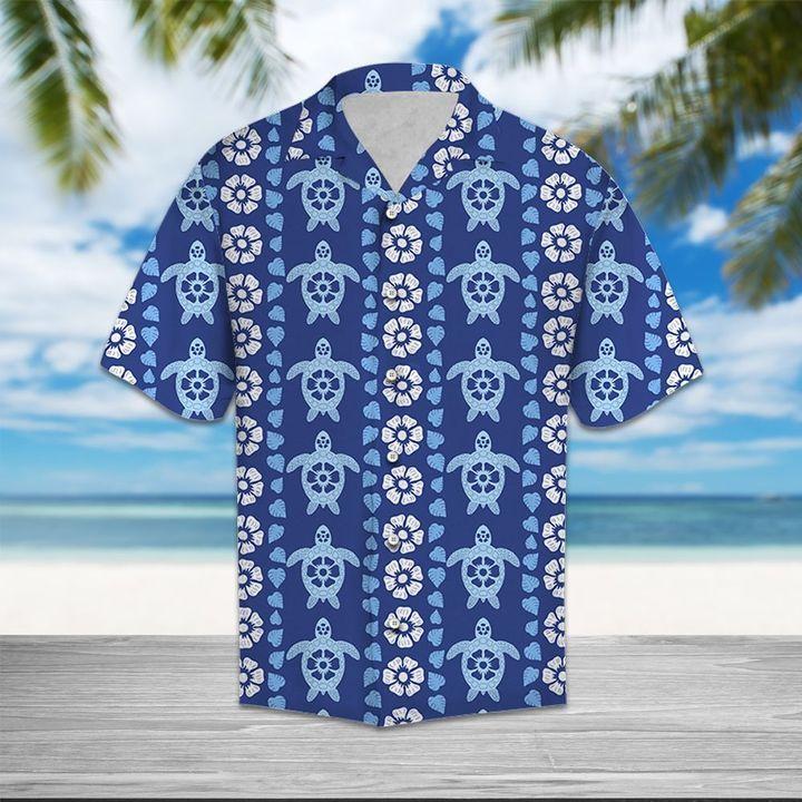 Turtle Blue Floral Hawaiian Ha53641