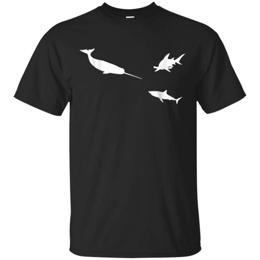 AGR Narwhal Vs Sharks Epic Battle Fish Vs Whale Shirt Jaq T-shirt