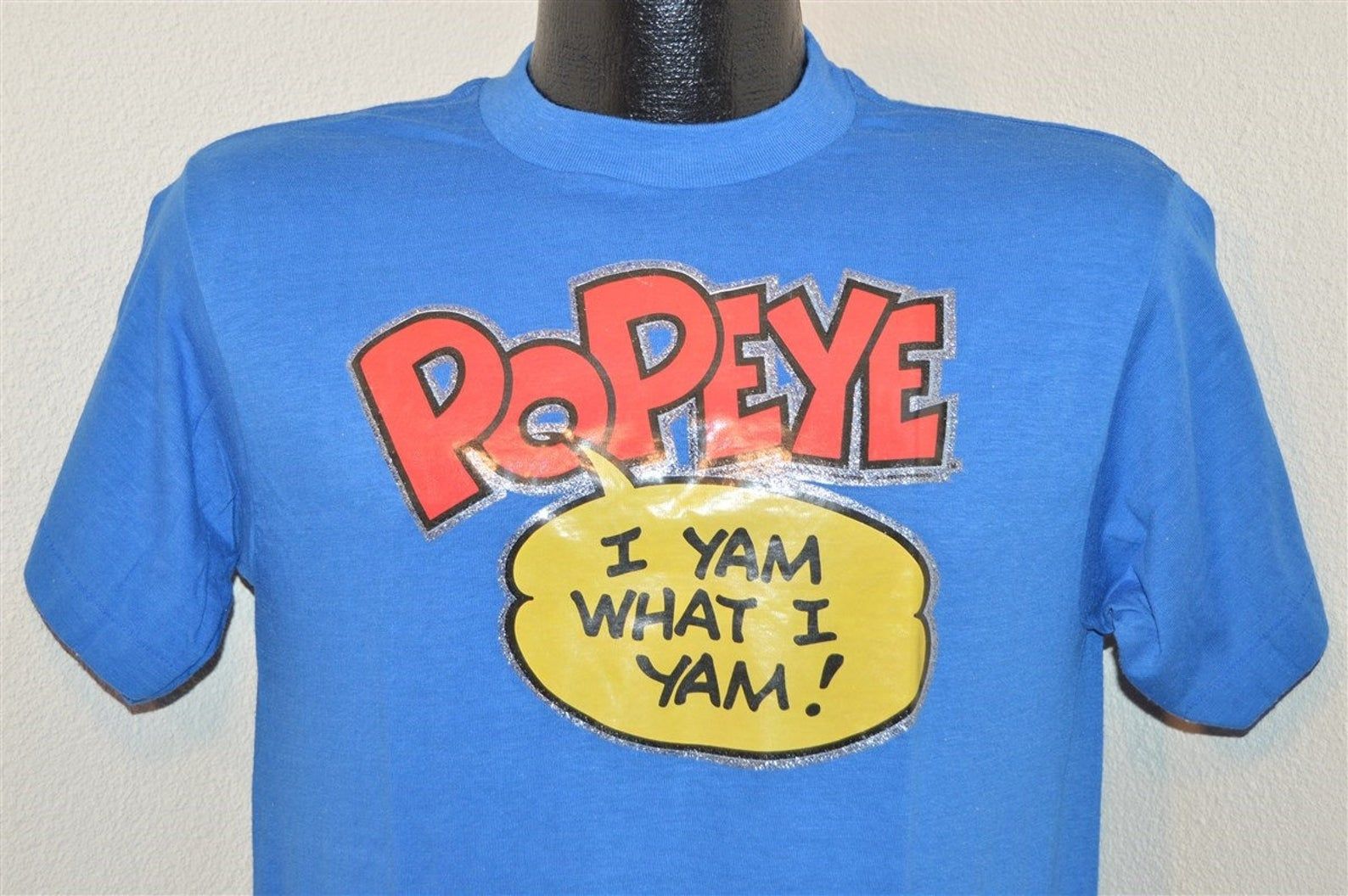 70S Popeye I Yam What I Yam Glitter Iron On T-Shirt
