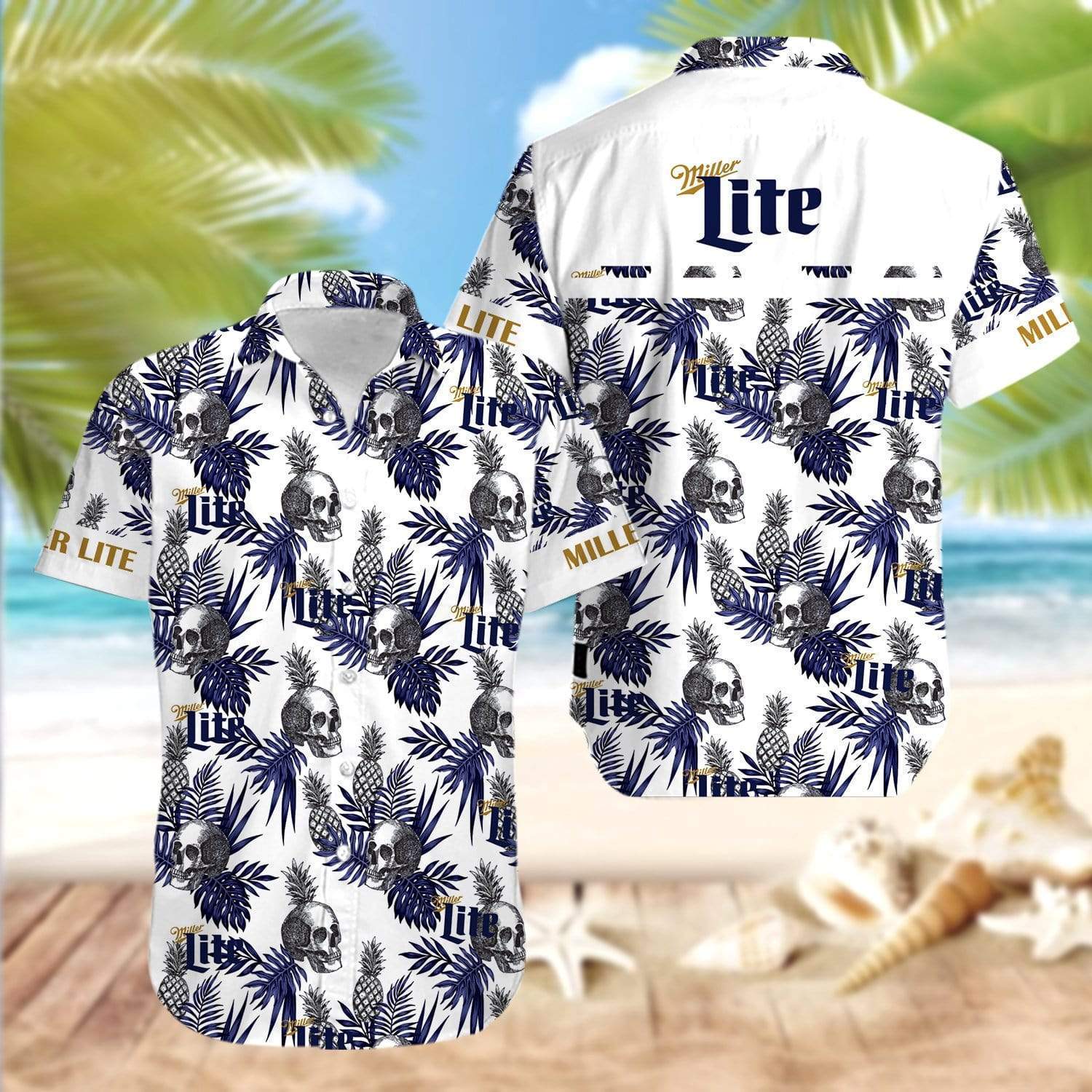 Miller High Life Lite Skull Pineapple Hawaii Shirt Ha11915