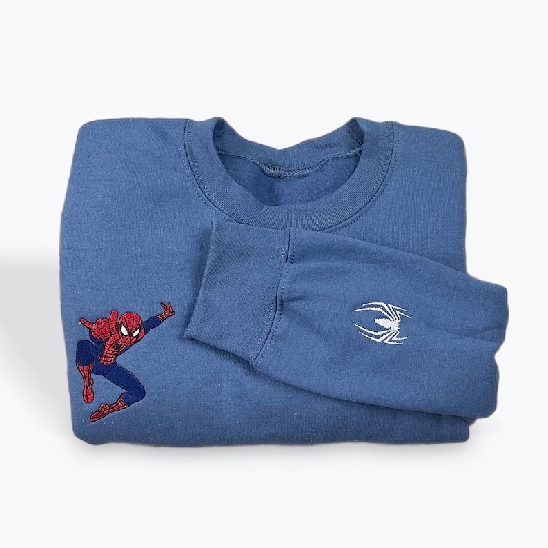 Spiderman EMBROIDERED Crewneck Sweatshirt Superhero Embroidered T-Shirt Sweatshirt Hoodie