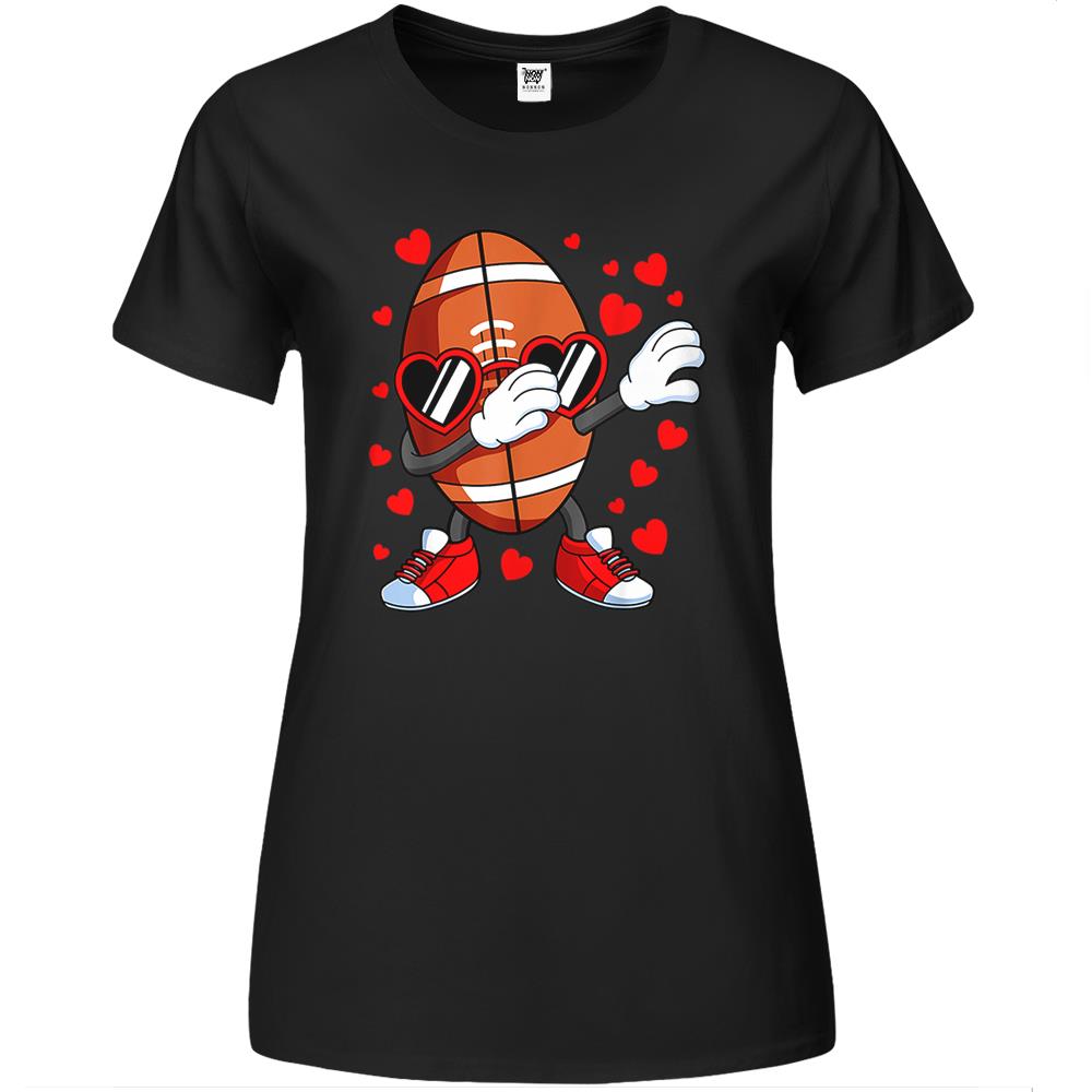 Dabbing Football Heart Glasses Valentines Day Sports Boys Premium Womens T Shirts