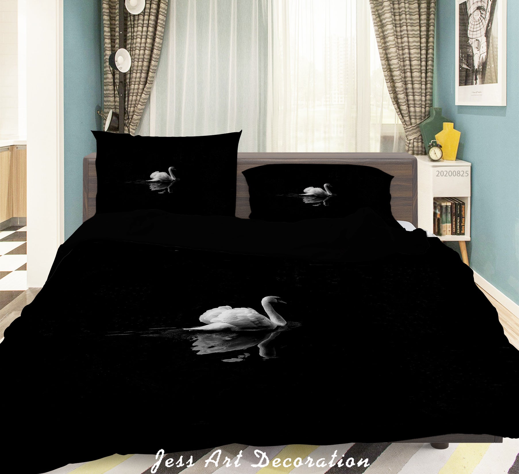 3D Nature Animal Swan Quilt Cover Set Bedding Set Duvet Cover Pillowcases Wj 3314