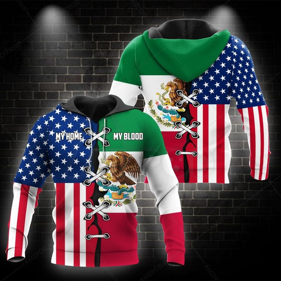 Mexico-Us My Home My Blood 3D All Over Printed Shirts For Men And Women Ta062201