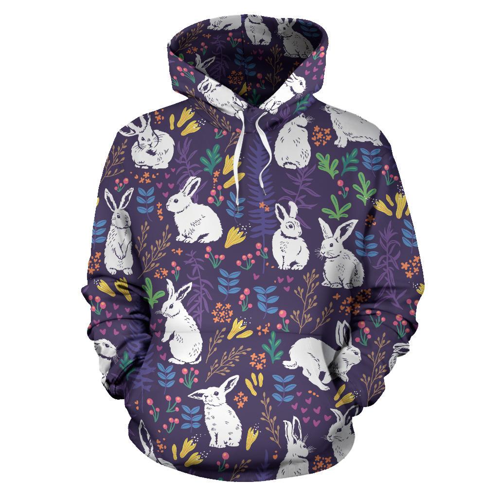 Rabbit Leaves Pattern Men Women Pullover Hoodie