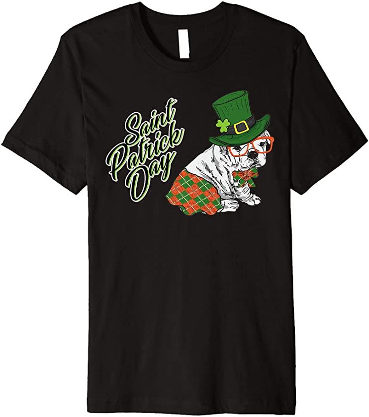 St.Patrick’s Day English Bulldog Puppy Leprechaun Dog Lover Premium T-Shirt