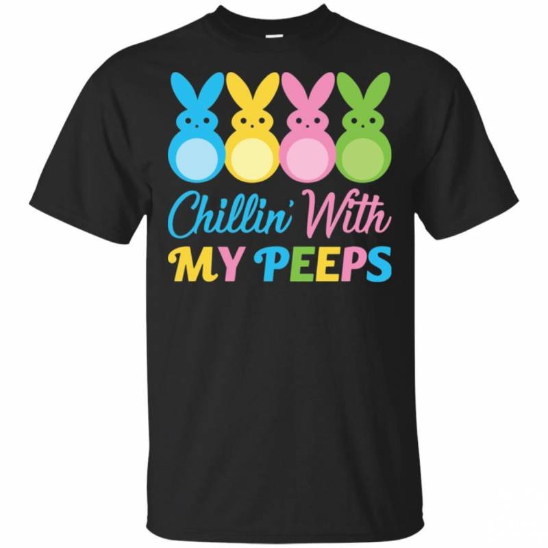 Bunny Easter Chillin With My Peeps Men Cotton T Shirt