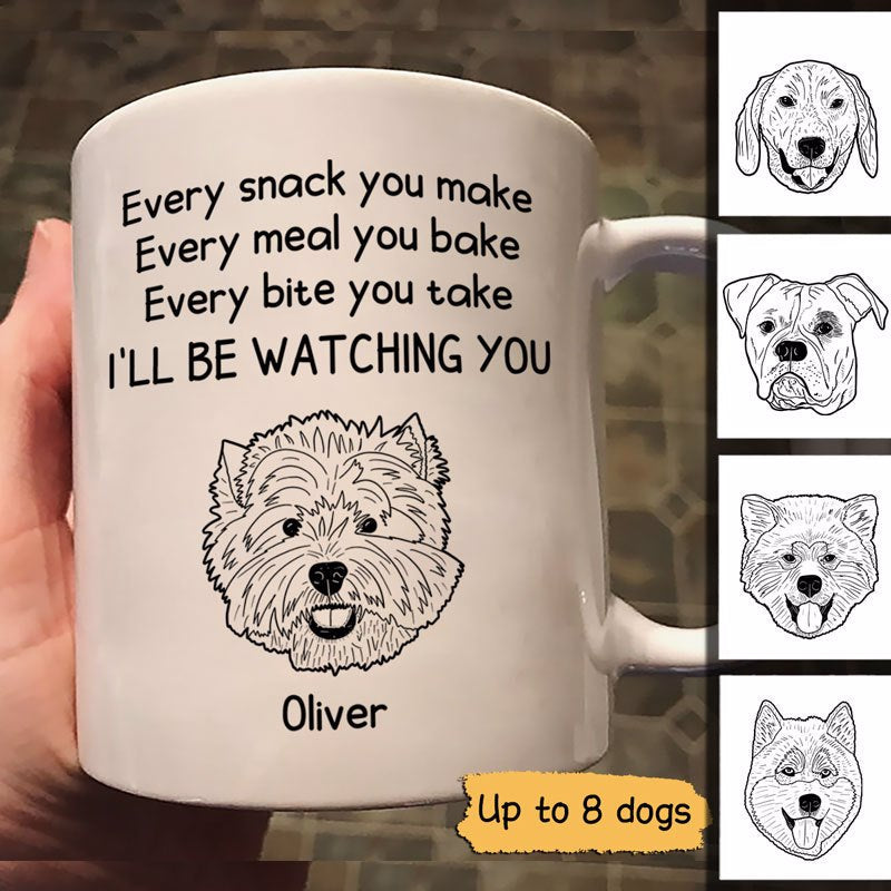 Dog Head Outline Will Be Watching You Personalized Mug