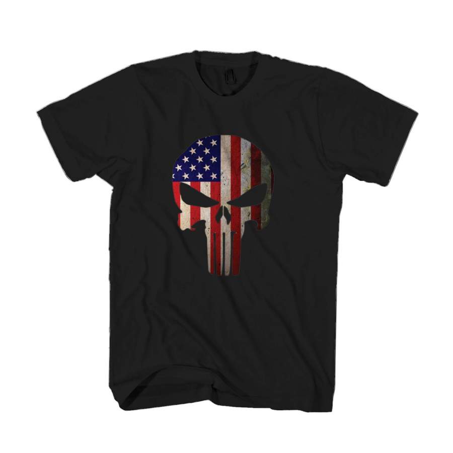 American Flag Punisher Skull Vintage Usa Cool Man’s T-Shirt