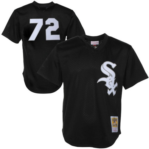 Carlton Fisk Chicago White Sox Mitchell And Ness 1991 Authentic Cooperstown Collection Batting Practice Jersey Black MLB