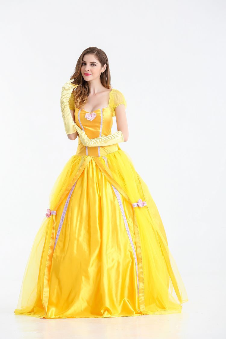 Women Cosplay Party Yellow Dress Belle Princess Dress Adult Fancy Dress Ball Christmas Halloween Dress Cosplay Costume New alx