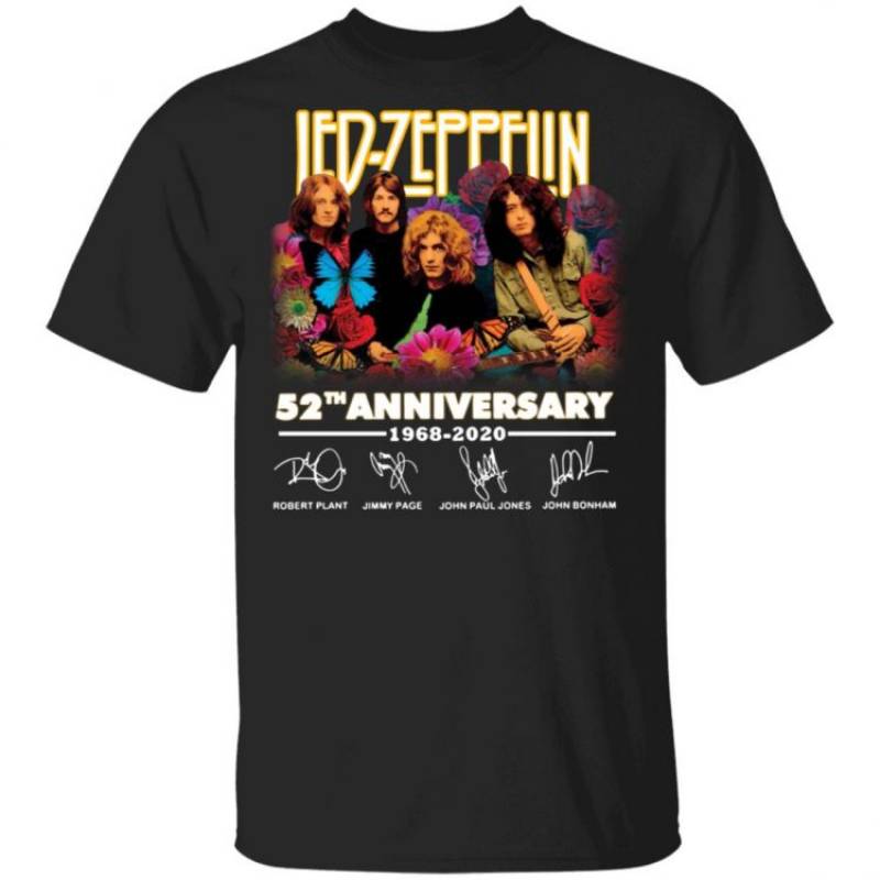 Led Zeppelin Lovers 52th Anniversary 1968-2020 Signatures T-Shirt