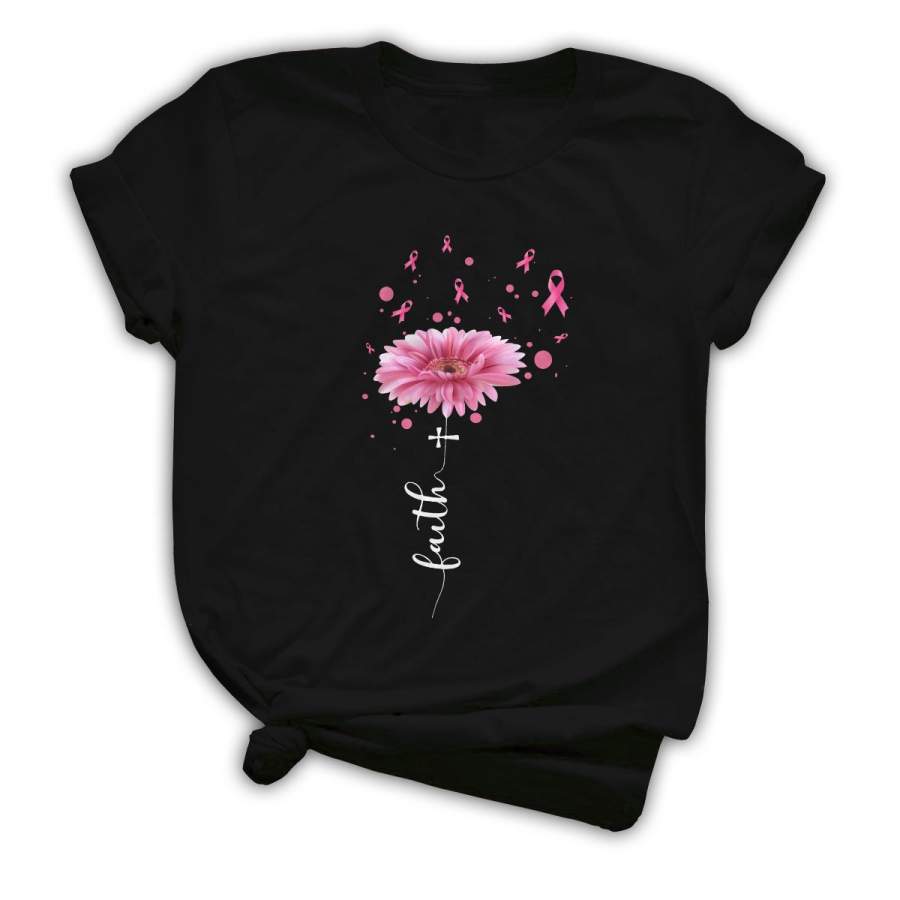 Faith flower daisy – Gift for Breast Cancer Awareness Support T-shirt