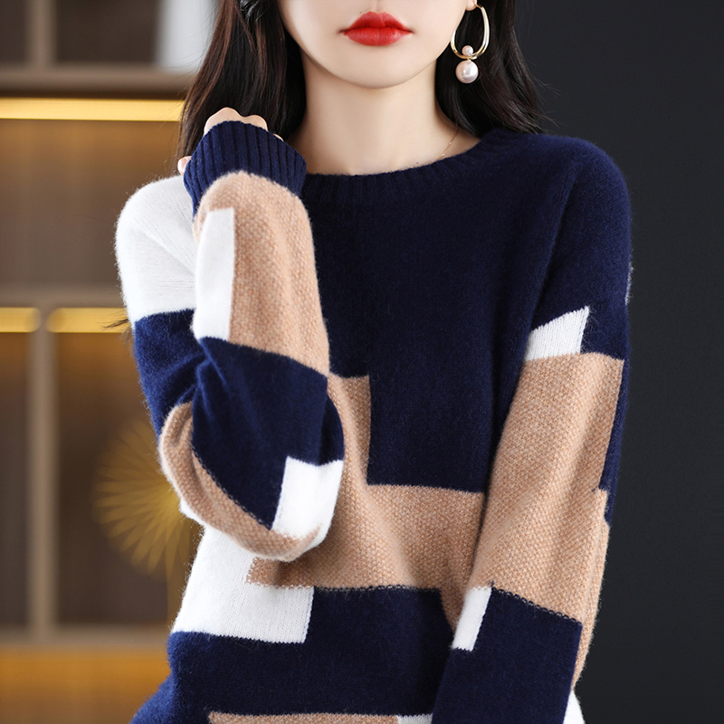 Woman’s Sweaters Winter Thick Warm Casual Coat Female Pullover Long Sleeve O-Neck Chic Jumper Blouse 100% Wool Knit Top Clothing alx