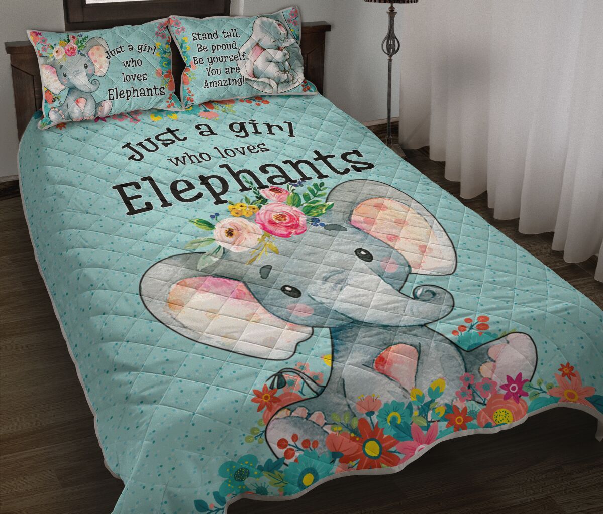 Just A Girl Who Loves Elephant Quilt Bed Set Tttele10042007