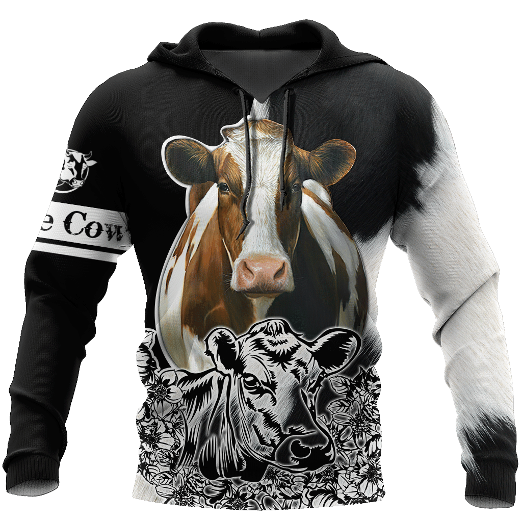 Cow 3D Black And White All Over Print Hoodie Shirt For Men And Women