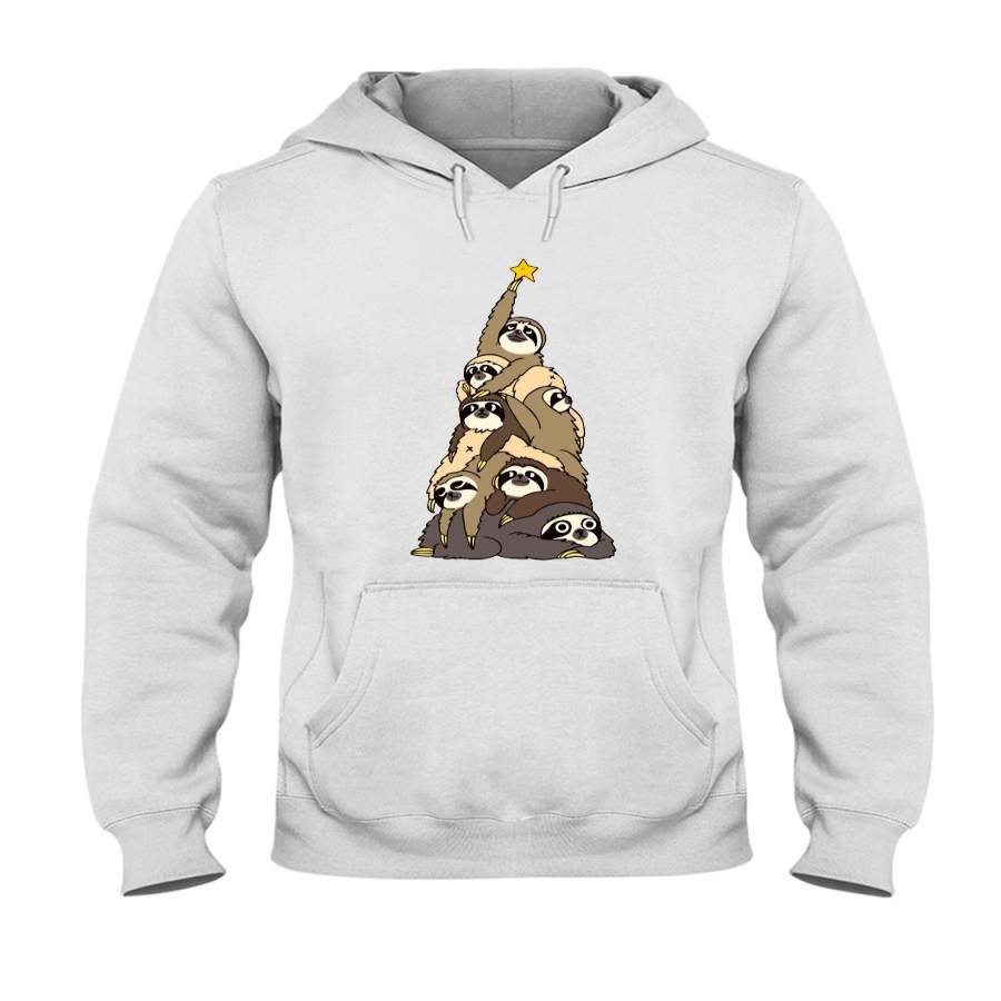 Sloth Christmas Tree – White Hoodie