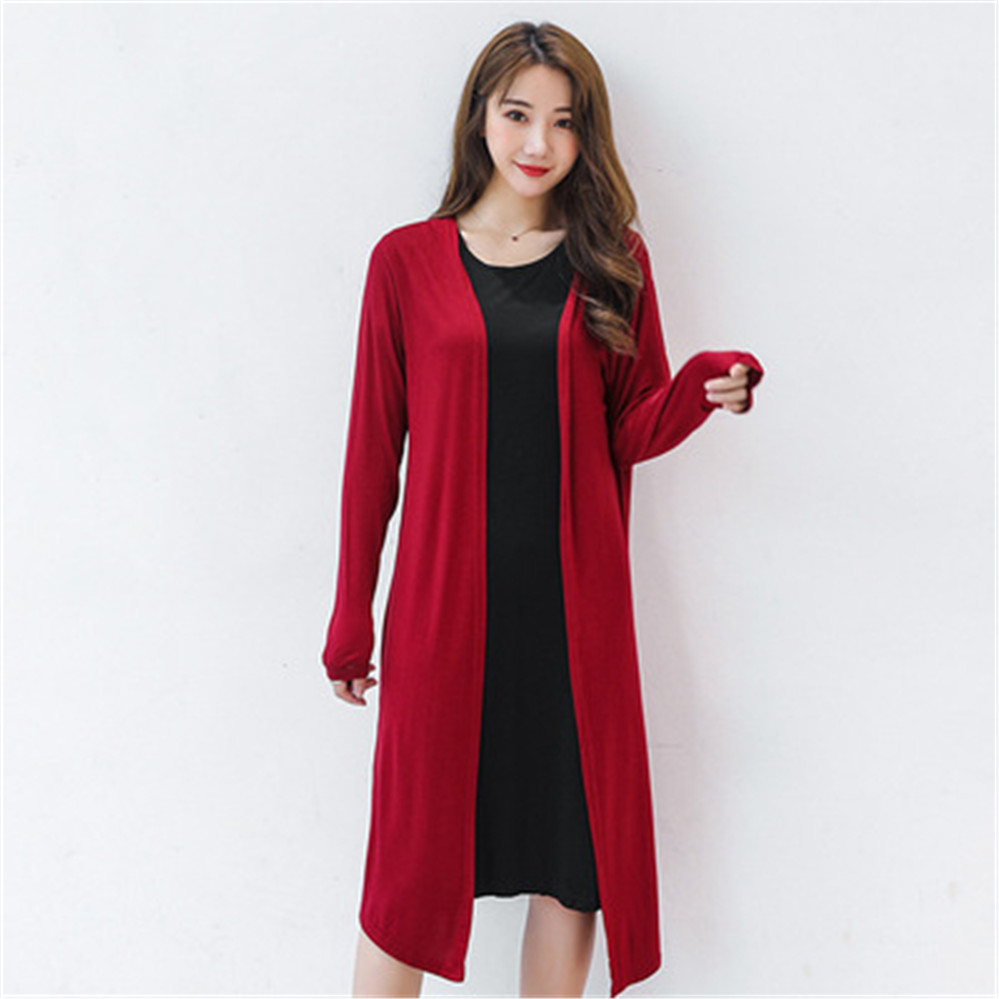 Summer Autumn Women Modal Long Cardigan Female Sweater Cardigans Long Sleeve Womens Casual Coat Jacket Ladies Shawl Outerwear alx