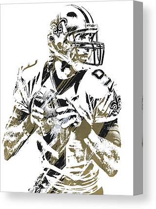 Drew Brees New Orleans Saints Watercolor Strokes Pixel Art 1 Joe Hamilton Canvas Print