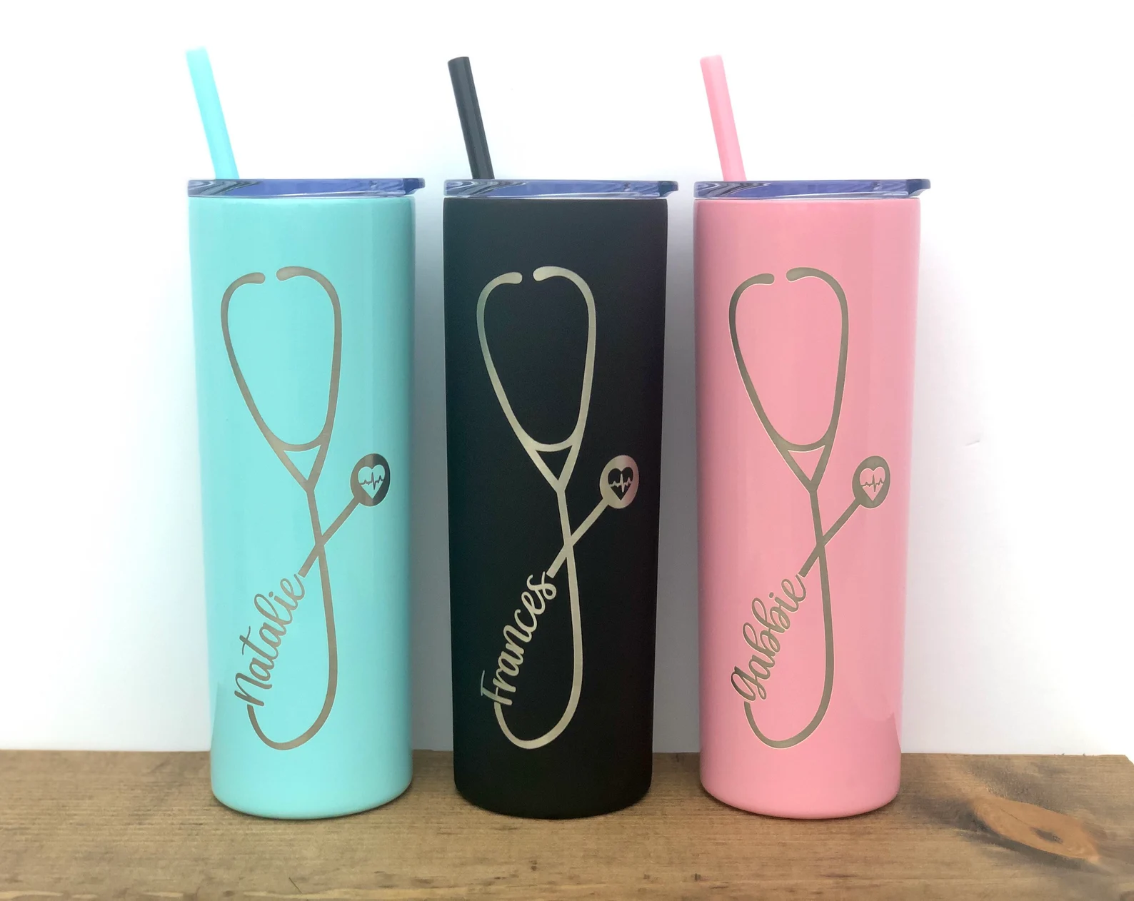 Personalized Nurse Stethoscope Skinny Tumbler, Custom Nurse Skinny ...