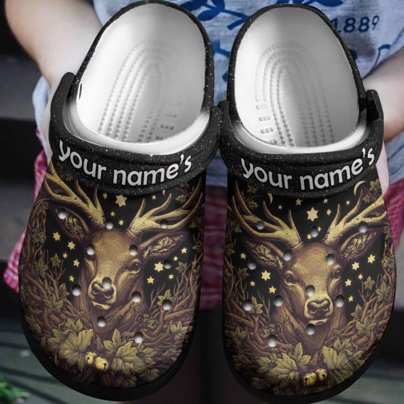 Deer In The Night Sky Shoes – Stars Shoes Crocbland Clog Birthday Gifts For Girl Daughter Sister