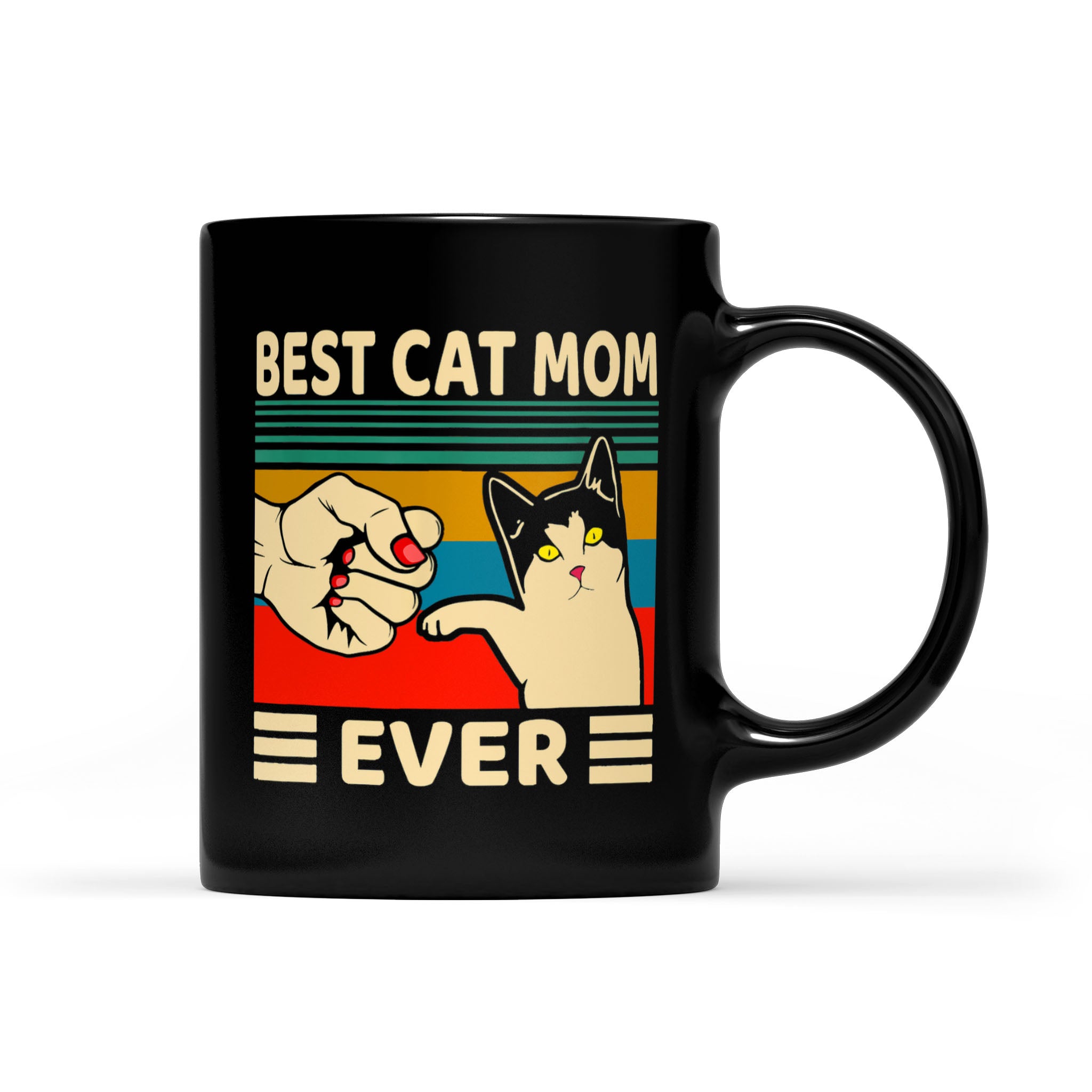 Best Cat Mom Ever Women Vintage Bump Fit Mother’s Day – Black Mug