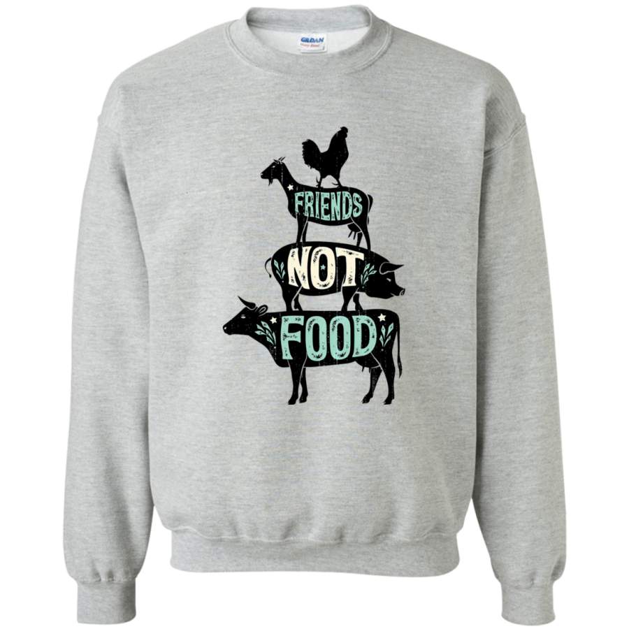 AGR Friends Not Food – Vegan Vegetarian Animal Lovers T-Shirt – Vintage Distressed_2 Crewneck Pullover Sweatshirt