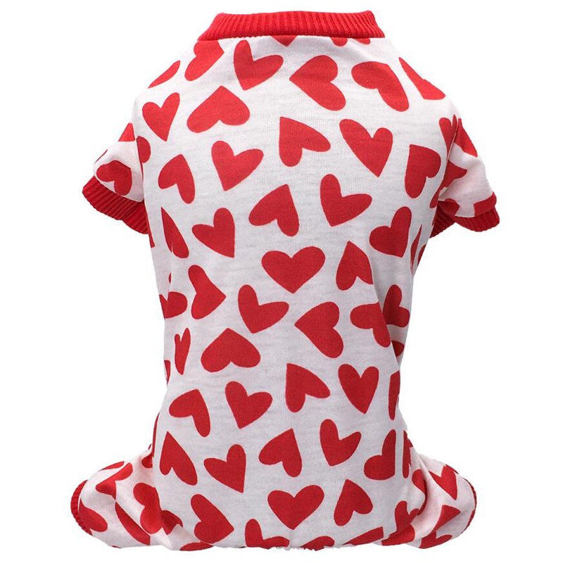 Male Dog Pajamas Onesies Comfy Stretchy Heart Print Puppy Pjs Cotton Pet Jumpsuit Clothes for Small Dogs Boy Yorkie Chihuahua alx