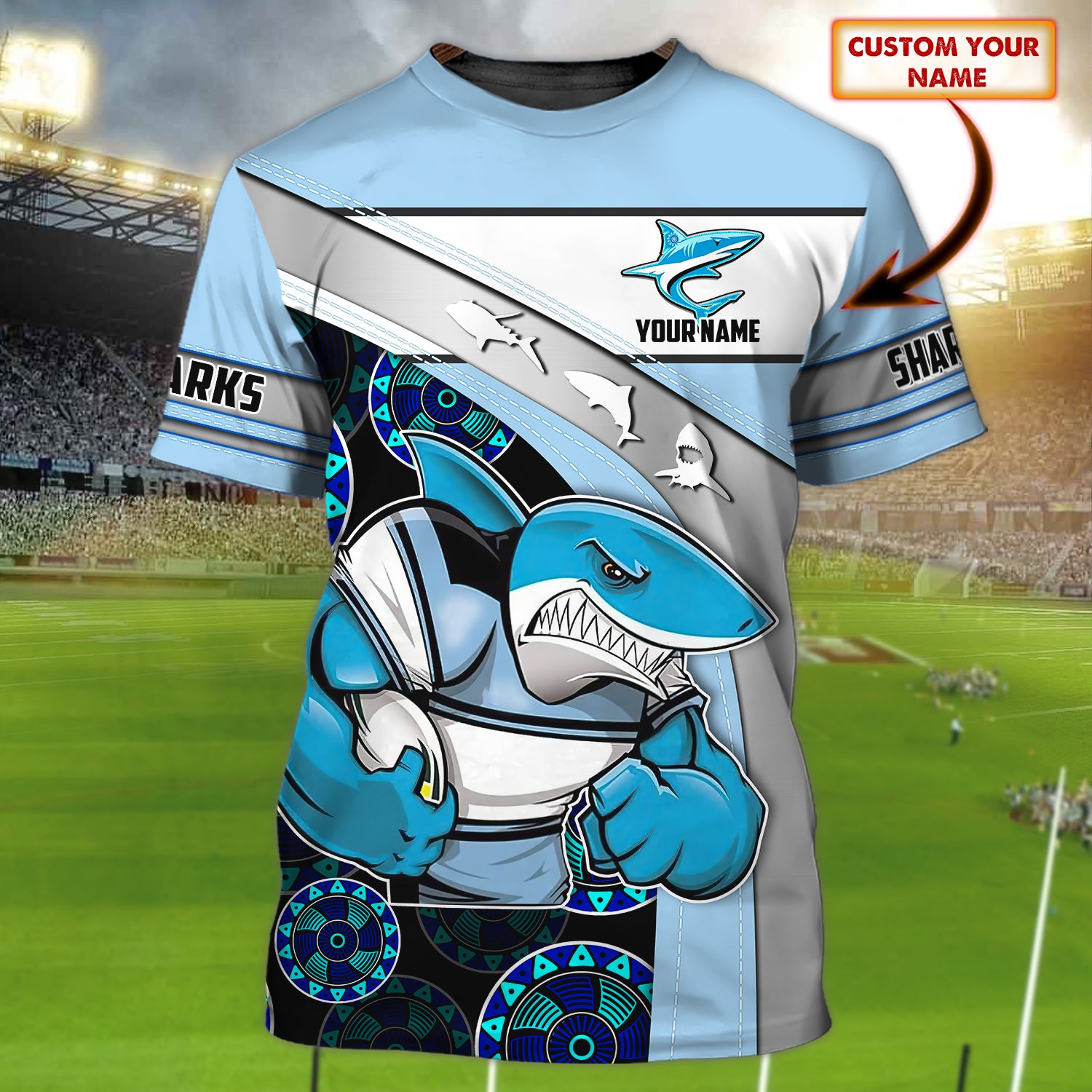 Cronulla-Sutherland Sharks – Personalized Name 3D Tshirt – Nt168