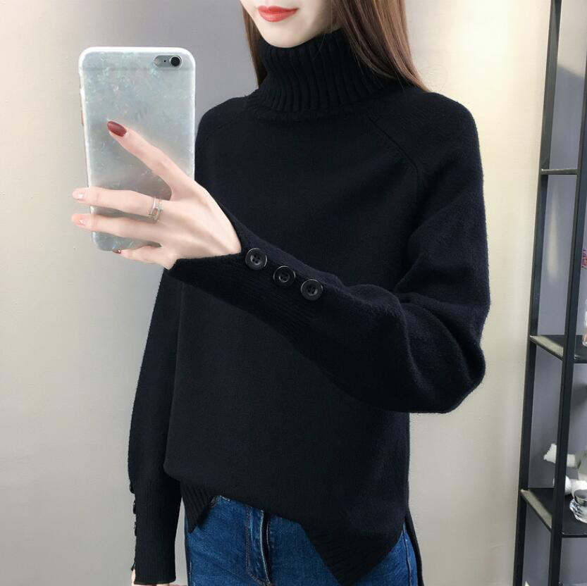 autumn winter Thick warm women sweater solid turtleneck knitted sweater pullover female long sleeve Loose jumper pull femme alx