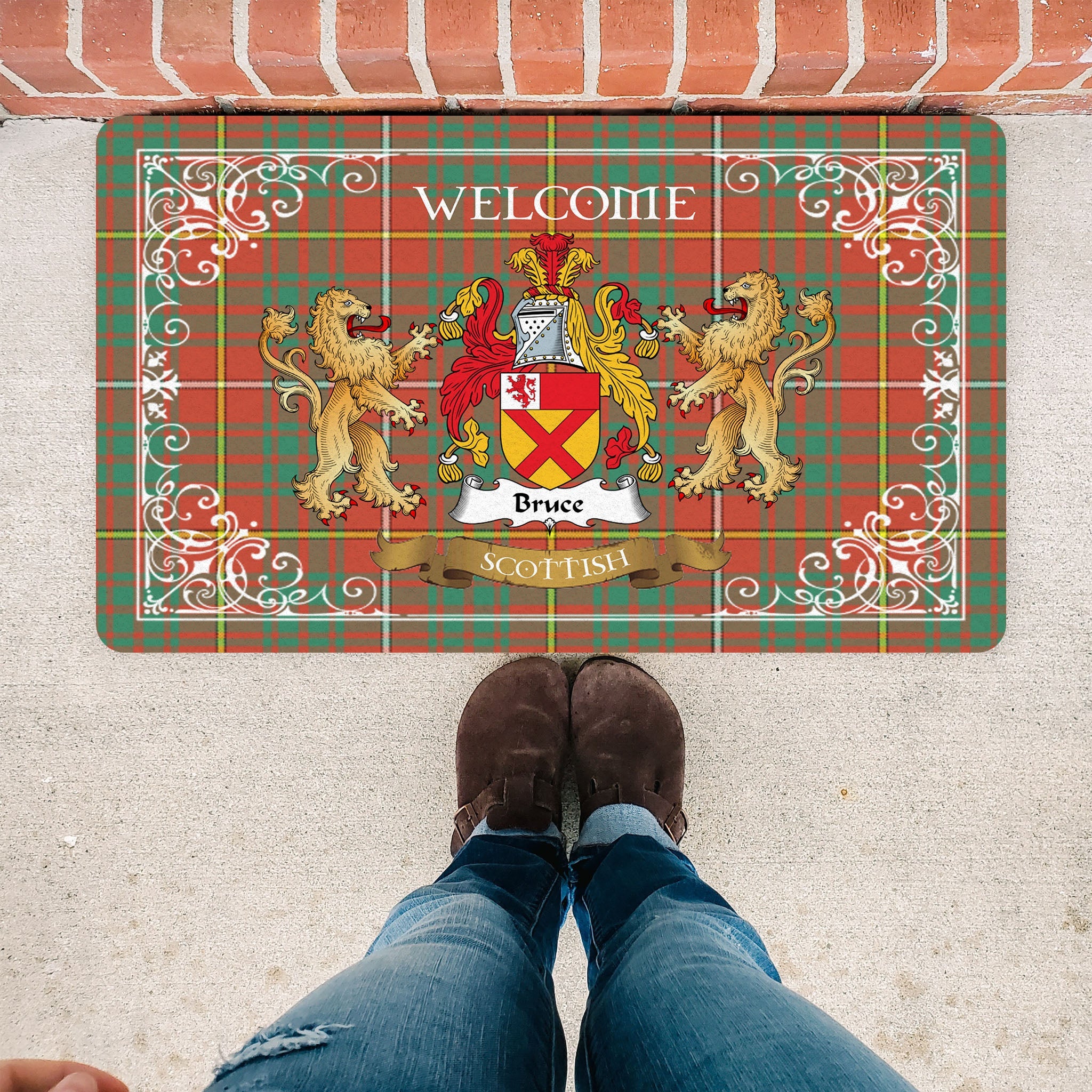 Scotstee Shop Tartan Door Mat The Family Bruce Ancient Scottish Plaid Doormat, Welcome Mat, Christmas Door Mat