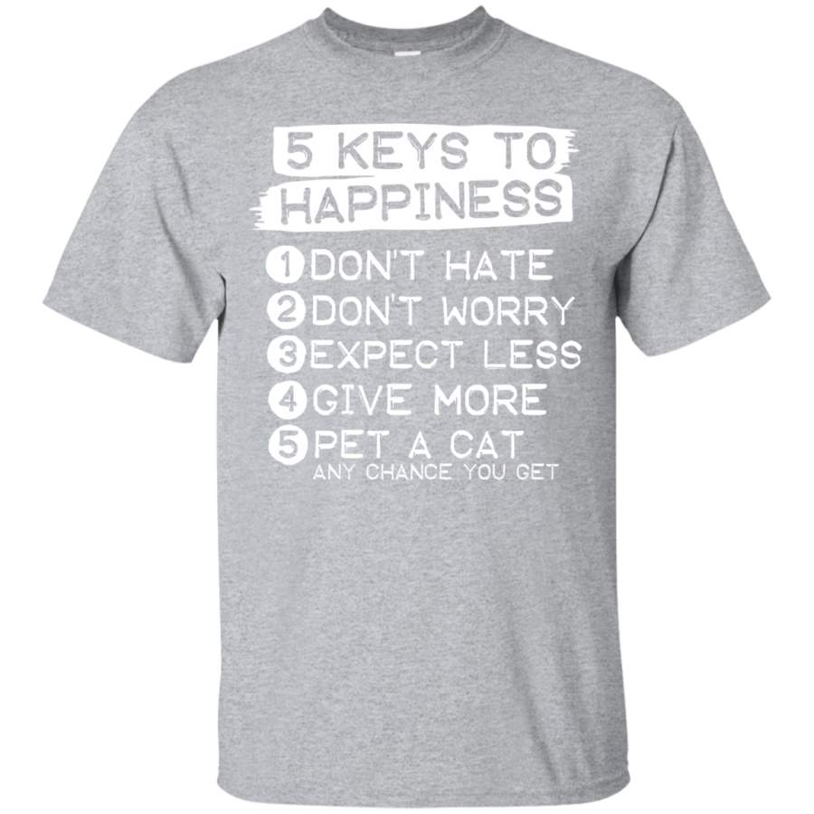 AGR Keys To Happiness – Pet A Cat – Cool Kitty And Kitten T-Shirt