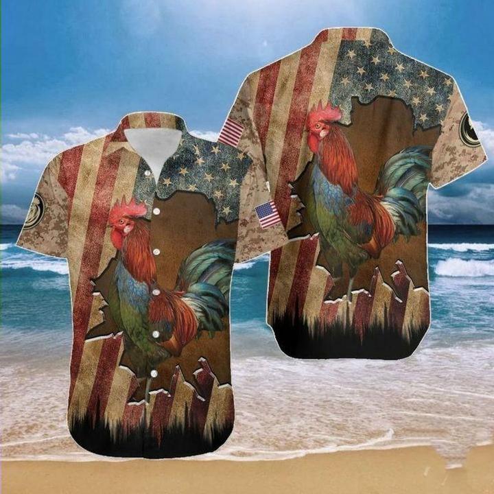 Rooster Flag Crack Vintage Hawaii Shirt Unisex Adult Ha41418