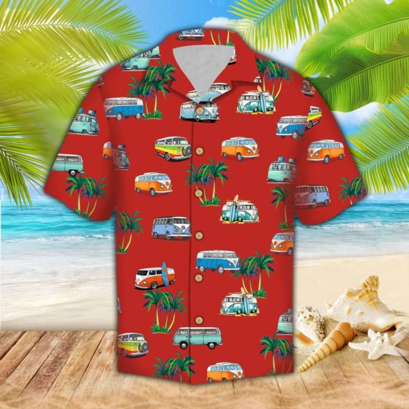 Volkswagen Minibus Vw Red Hawaiian Shirt Ha25484