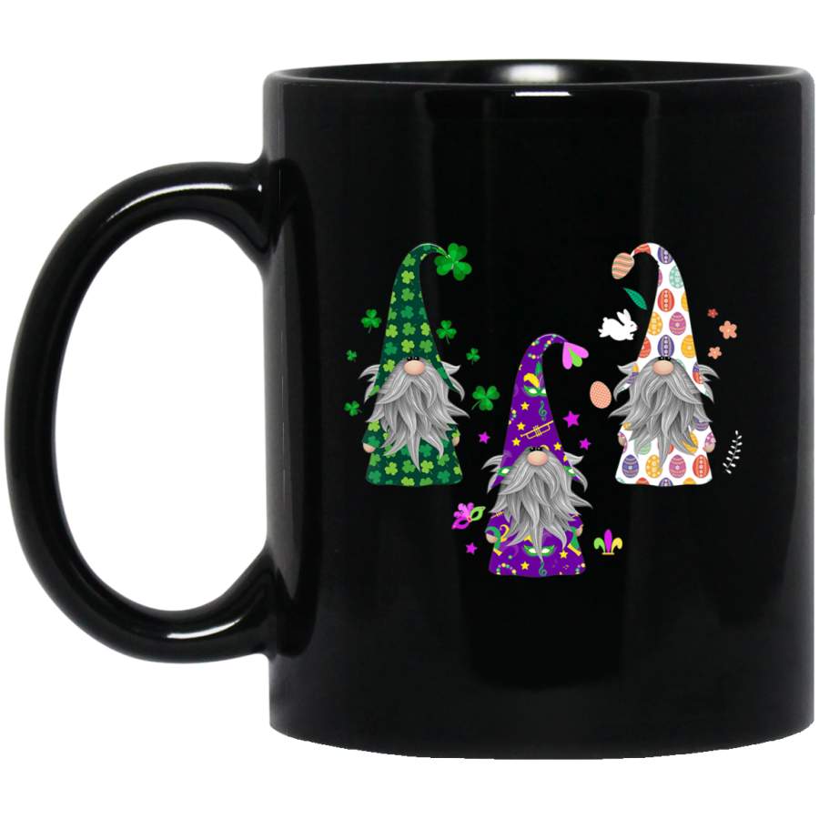 Nordic Gnomes Costume Easter Mardi Gras St. Pattrick’s Day 11oz 15oz Black Mug Happy Easter Day Funny Colors Eggs Bunny Ears Peeps Cute