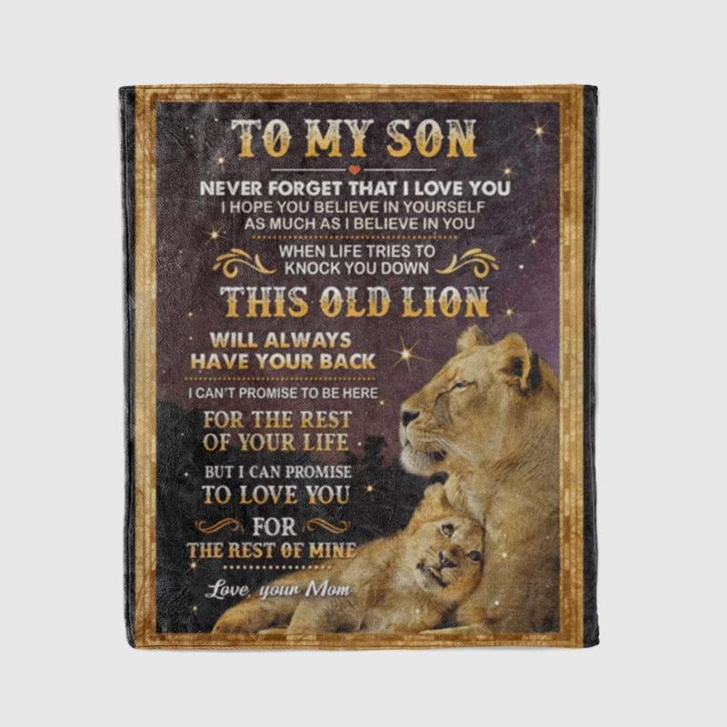 To My Son Lion Blanket Gifts For Son – Custom Blanket / Personalized Blankets / Photo Blanket – Fleece Blanket / Sherpa Blanket