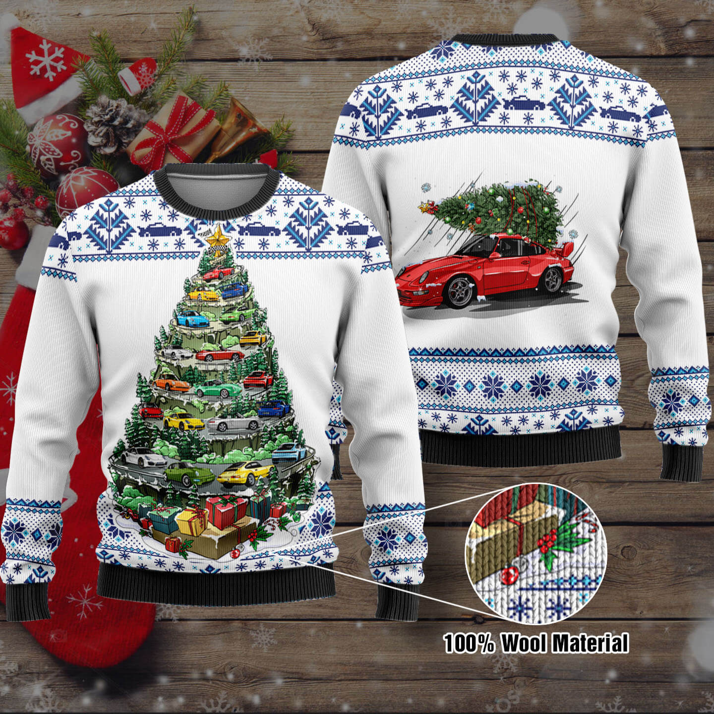 911 Mountain Christmas Tree Wool Ugly Sweater