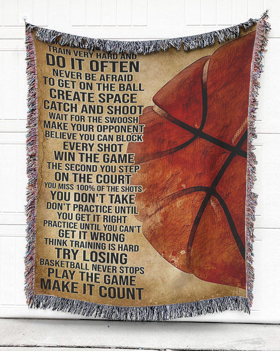 Woven Throw For Sports Lovers Christmas Gift, Basketball Is Your Life, Cotton Blanket