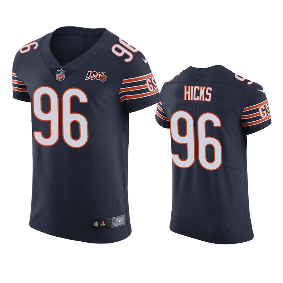 Chicago Bears Akiem Hicks Navy 100th Season Vapor Elite Jersey