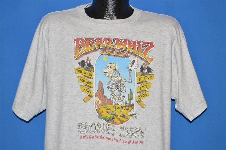 90S Bear Whiz Beer Bone Dry Skeleton Shirt