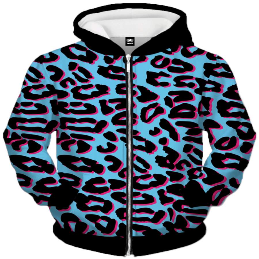 Neon Leopard Zip Up Hoodie